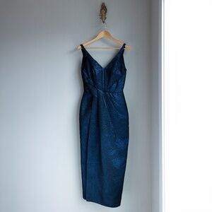 J.Mendel Navy Metallic ankle length gown Small